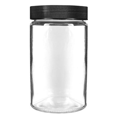 10oz Glass Jars with Black Caps - 14 Grams - 72 Count at Flower Power Packages