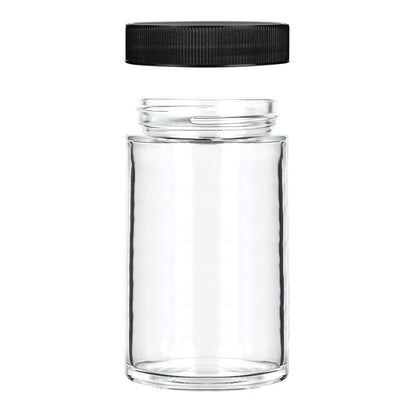 10oz Glass Jars with Black Caps - 14 Grams - 72 Count at Flower Power Packages