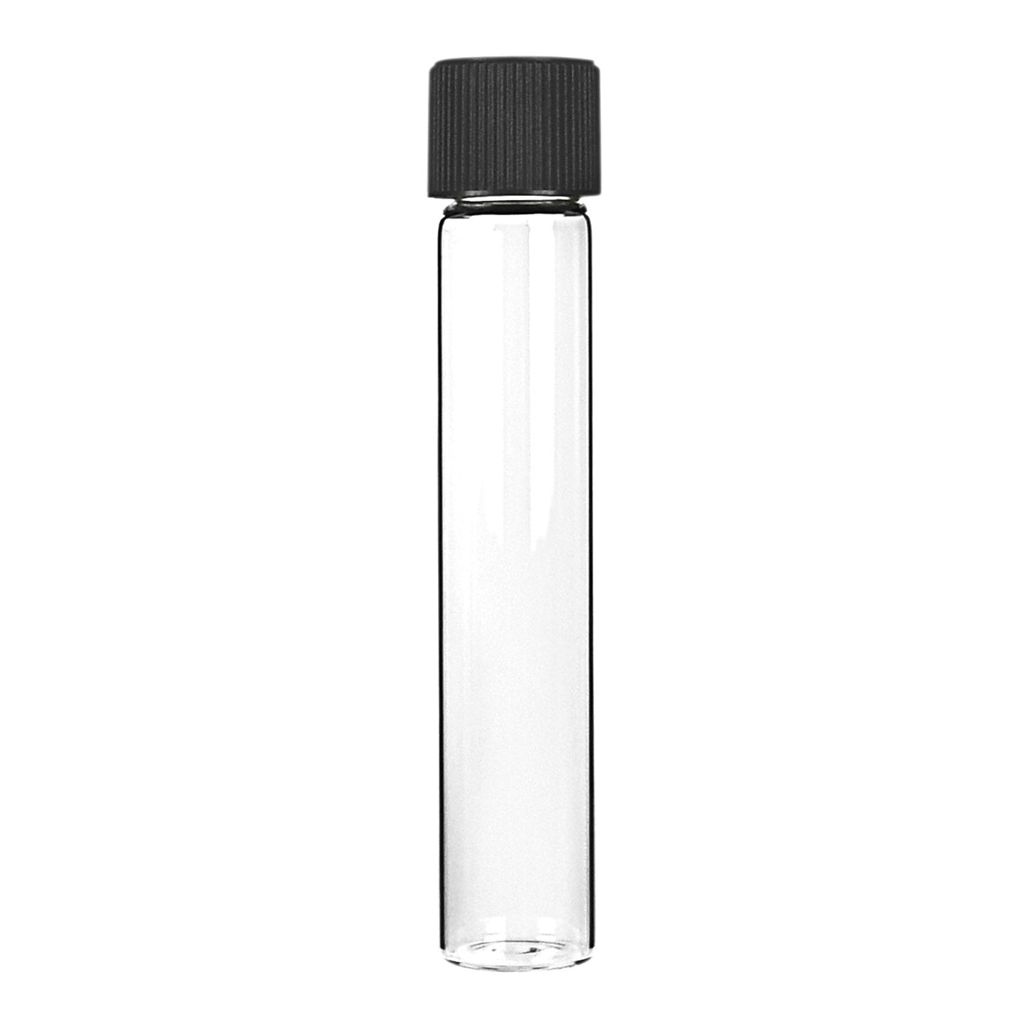 120mm Child Resistant Clear Glass Pre-Roll Tube w/Black Top 400 Count at Flower Power Packages