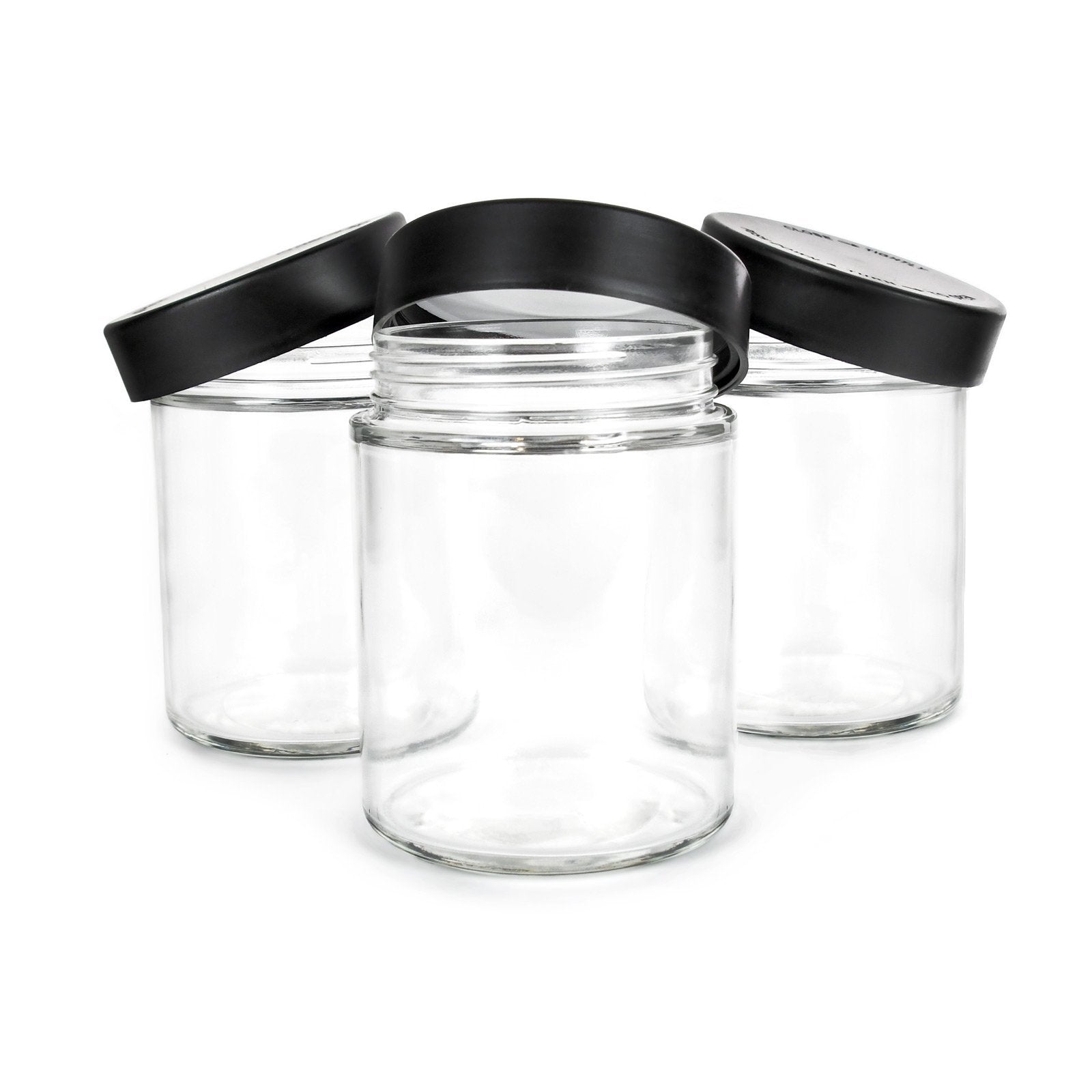 18oz Child Resistant Jars with Black Cap - 28 Grams 48 Count at Flower Power Packages