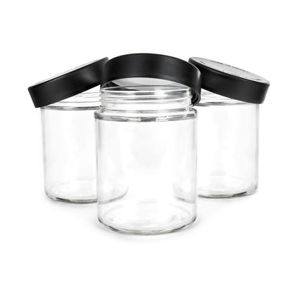 18oz Child Resistant Jars with Black Cap - 28 Grams 48 Count at Flower Power Packages