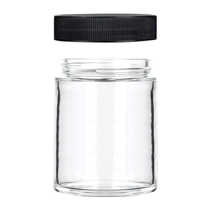 18oz Glass Jars with Black Caps - 28 Grams - 48 Count at Flower Power Packages