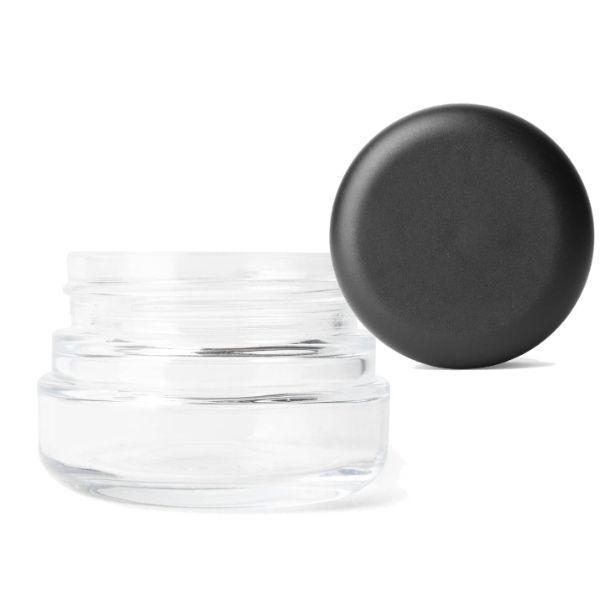 1oz Glass Jars Black Lid Child Resistant CR (100 Count) Flower Power Packages 