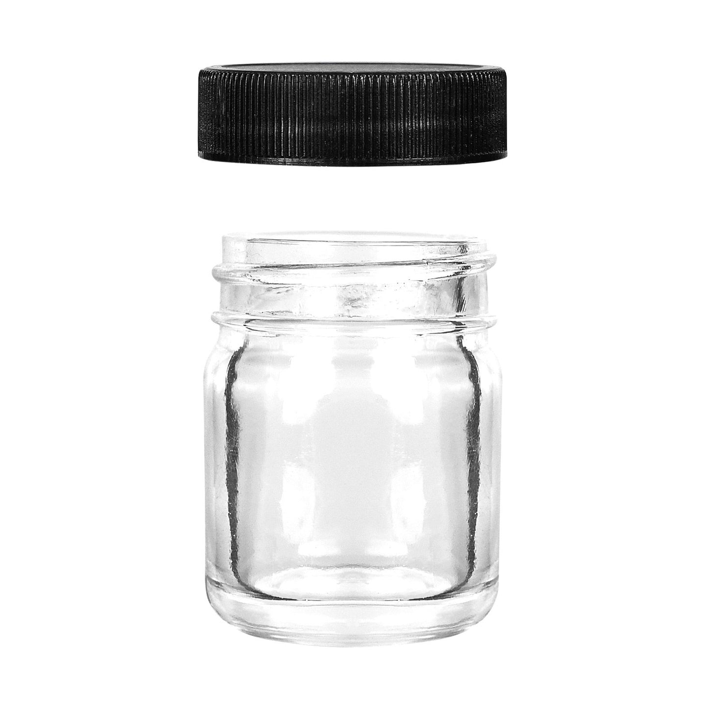 1oz Glass Jars with Black Caps - 1 Gram - 252 Count at Flower Power Packages