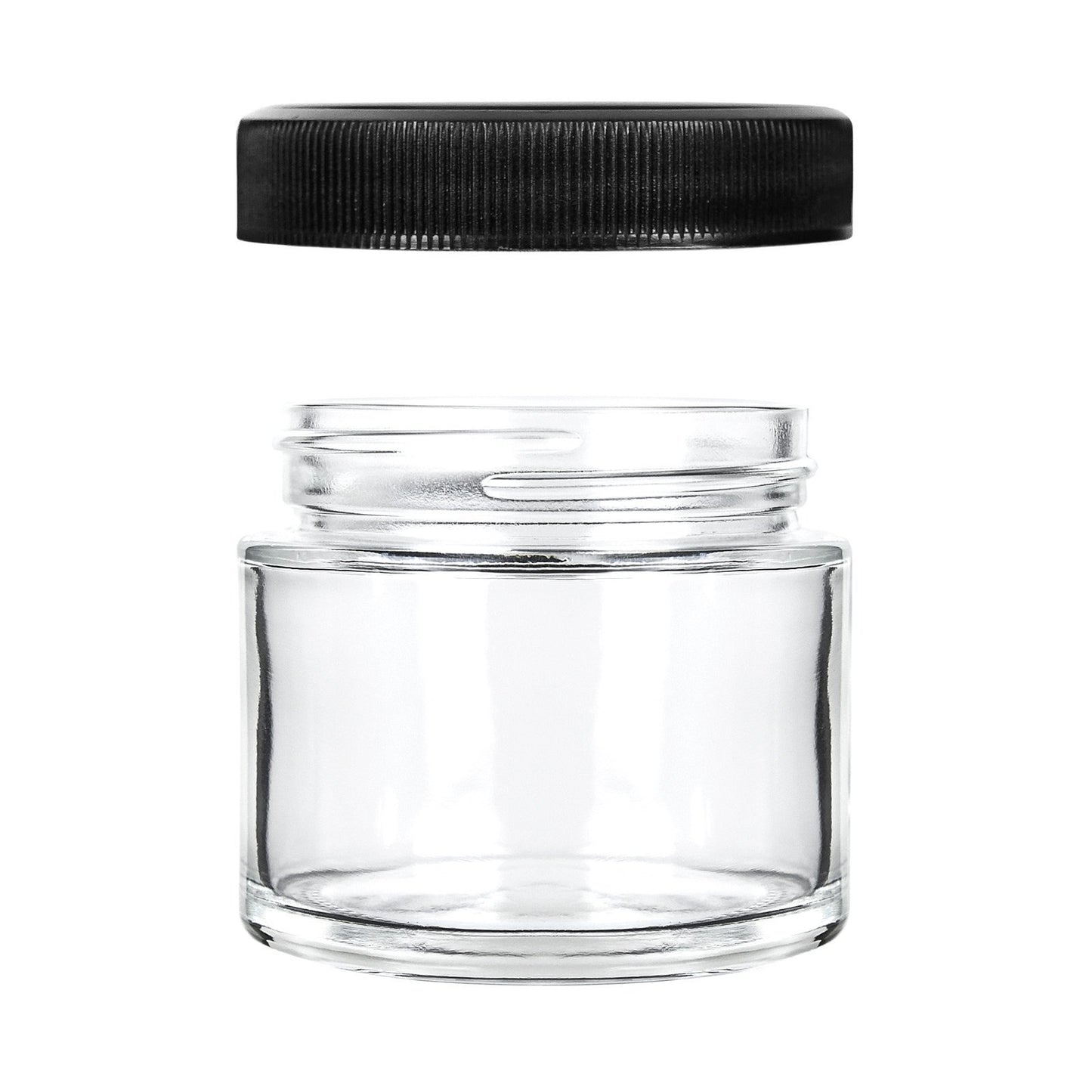 2oz Child Resistant Glass Jars with Black Caps - 3.5 Grams 200 Count at Flower Power Packages