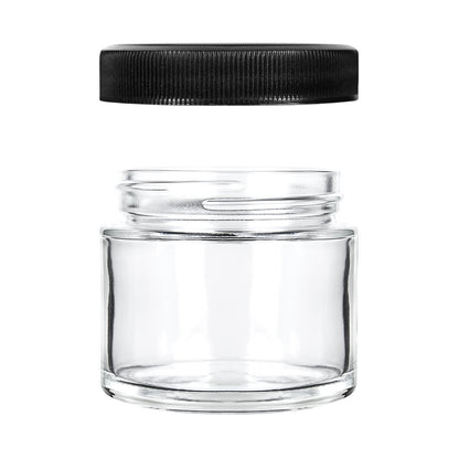 2oz Child Resistant Glass Jars with Black Caps - 3.5 Grams 200 Count at Flower Power Packages