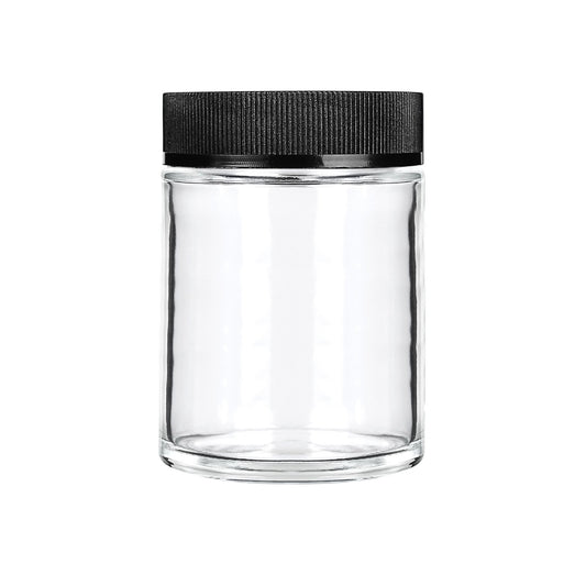 4oz Child Resistant Glass Jars with Black Caps - 7 Grams 100 Count at Flower Power Packages