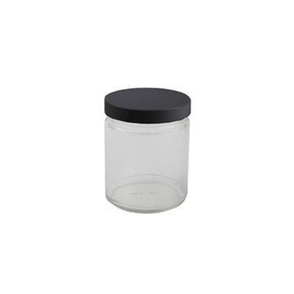 9oz Glass Jar with Black Lid (12 Count) at Flower Power Packages