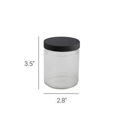 9oz Glass Jar with Black Lid (12 Count) at Flower Power Packages