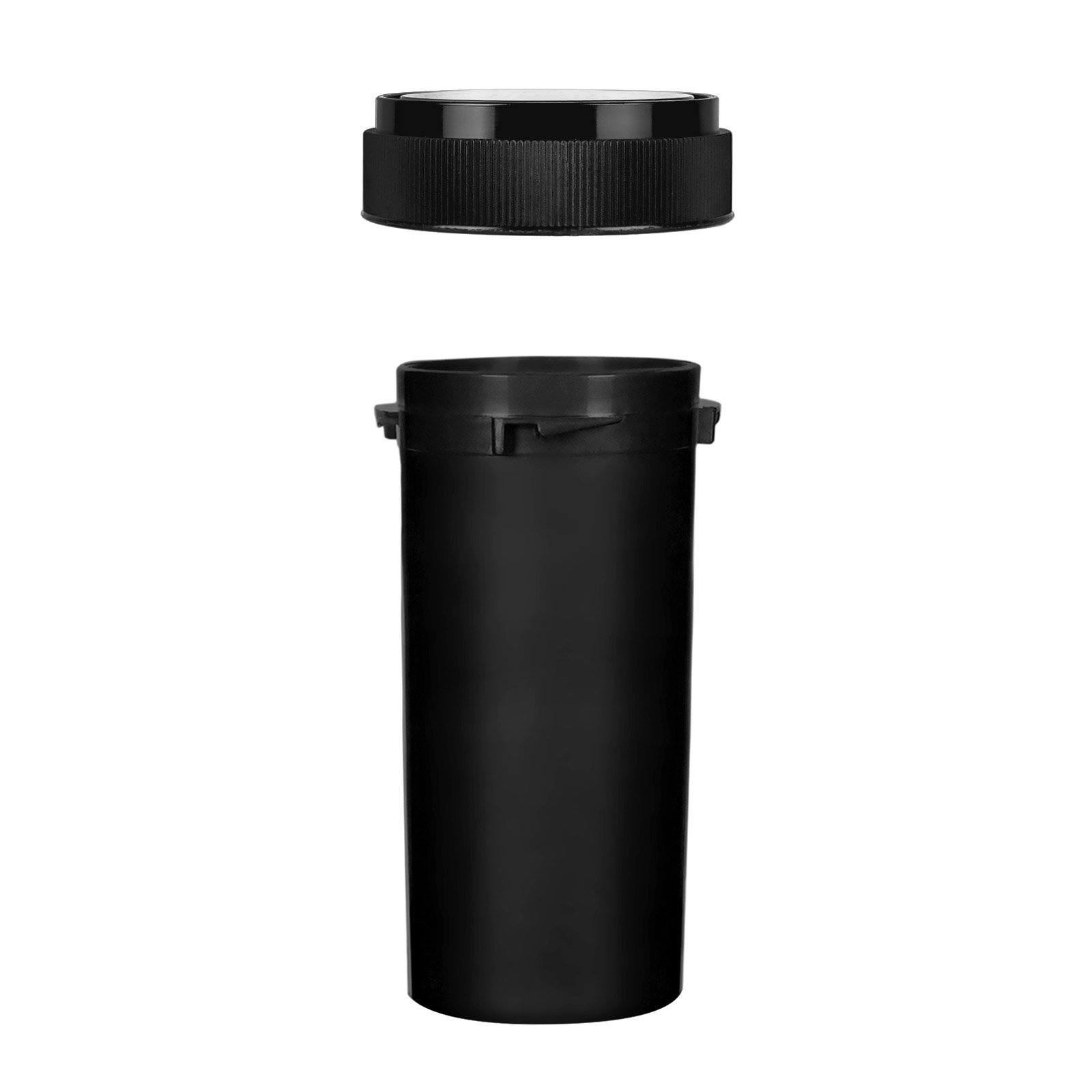 Opaque Black 40 Dram Reversible Cap Vials for Medical Pharmacies & Dispensaries at Flower Power Packages