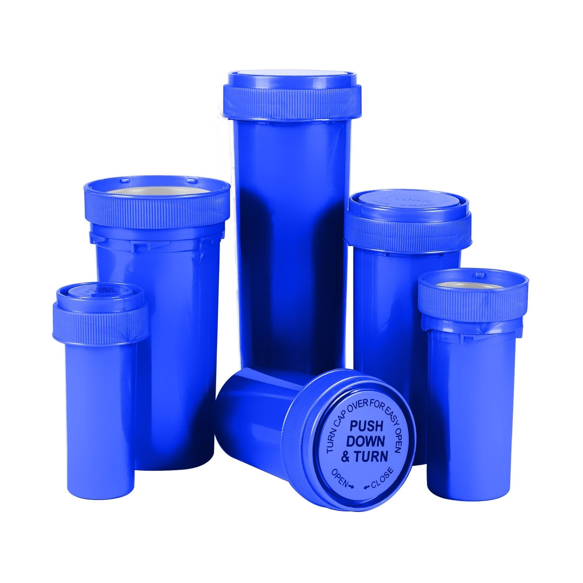 Opaque Blue 20 Dram Reversible Cap Vials for Medical Pharmacies & Dispensaries at Flower Power Packages